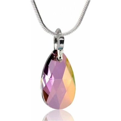 Swarovski Elements Stříbrný náhrdelník visací fialová slza, kapka 34252.3 Lilac Shadow