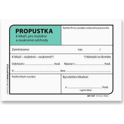 Optys 1147 Propustka A7 – Zboží Dáma