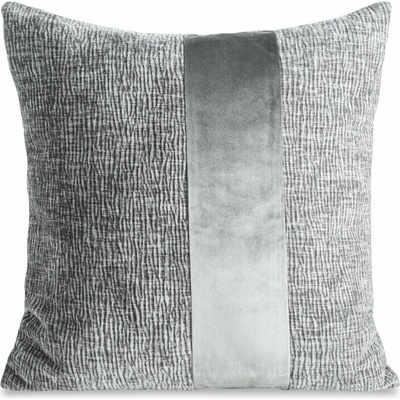 Takoy Povlak na polštář 45x45 cm ocelový žinilkový zdobený pasem ze sametu CARLA 03-HF-478919 | 45 x 45 cm