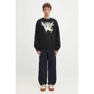 Marcelo Burlon Памучен суичър County Angel Boxy Crewneck Black Multico (CMBA09CS25FLE0011084)