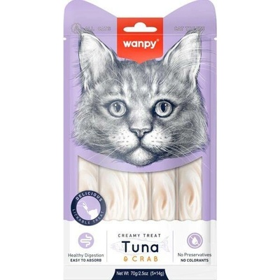 Wanpy Cat Creamy Lickable Treats Tuna & Crab 5x 14 g