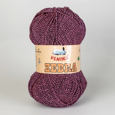 Pletací příze Vlnika ZEBRA 421 vínová, melírovaná, 100g/195m