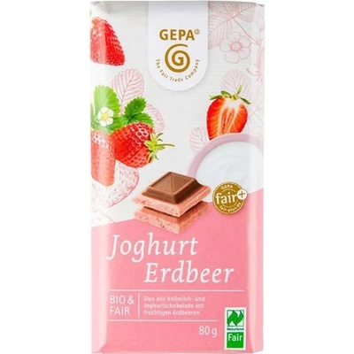 GEPA BIO Bílá jogurtová čokoláda s jahodami 80 g