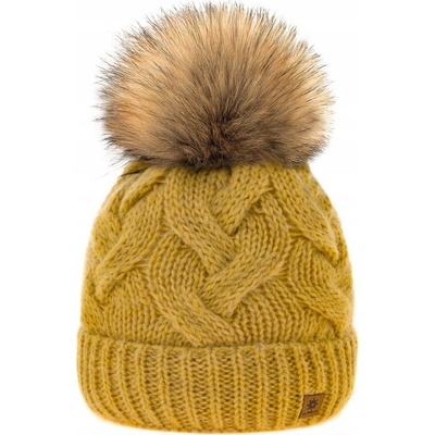 Fashionweek dámská čepice vlněn s bambulí Wool Vlna Horcicny