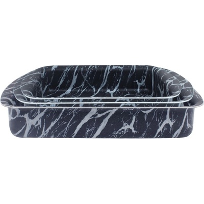 Elekom Правоъгълни тави комплект - 3 бр. ek-19-22-35, Черно бял мрамор, Незалепващо покритие (ek-19-22-35)