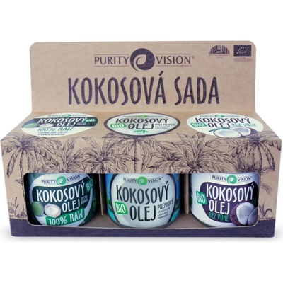 Purity Vision Kokosová sada bio kokosový olej 3 x 120 ml + Purity Vision BIO kokosový olej 120 ml + Purity Vision BIO kokosový olej 120 ml