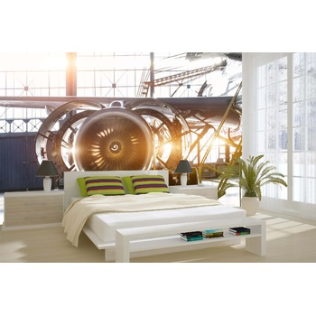 DIMEX ART s. r. o Самозалепваща се флизелинова фототапета отворен двигател на самолет 375 x 250 см