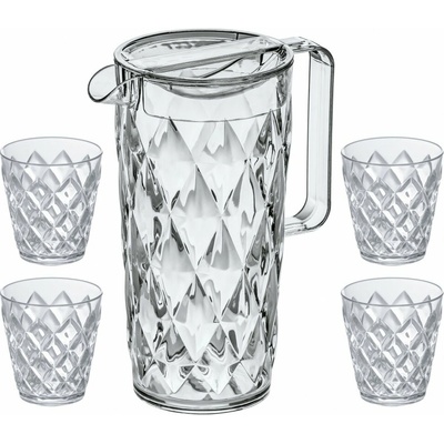 Koziol Džbán a poháre CRYSTAL 1,6 l + 4 x 250 ml
