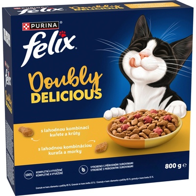 Felix Doubly Delicious kuřecí a krůta 0,8 kg