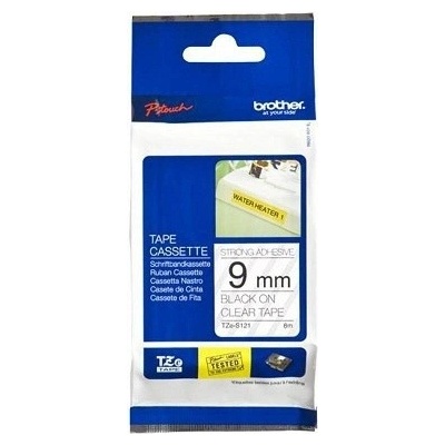 Páska do tlačiarne štítkov Brother, TZE-S121, 9mm, čierna tlač/priesvitný pod., extrémne a TZES121