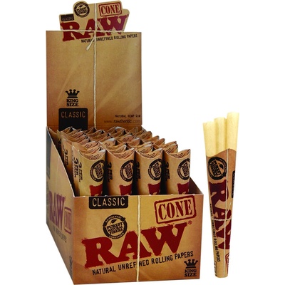 Raw Kingsize Cones předbalené klasické nebělené kornouty 32 x 3 ks