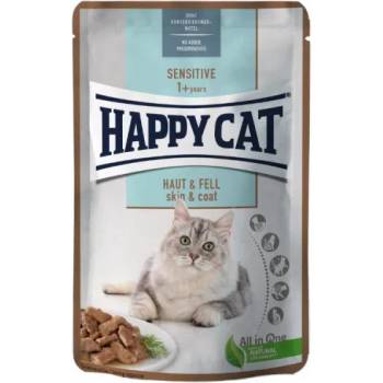 Happy Cat MIS Sensitive Skin & Coat - пауч за котки, за кожа и козина, месо в сос, 85 гр, Германия - 70624