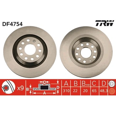 Brzdový kotúč TRW DF4754