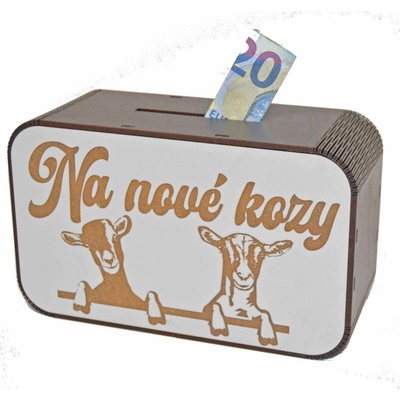 Drevená pokladnička s nápisom - Na nové kozy