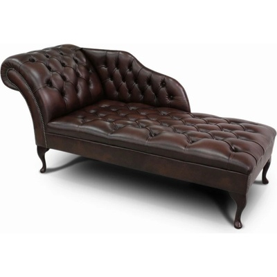 AV interiery Chesterfield Schezlong kůže K100 dřevo bílá – Zboží Mobilmania