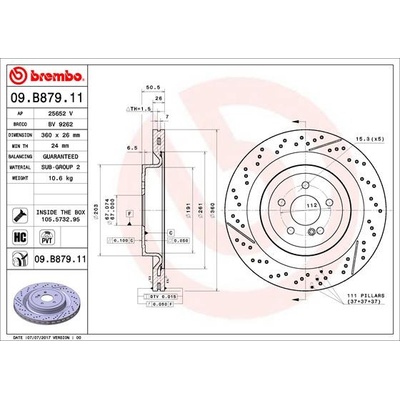 BREMBO Brzdový kotúč 09B87911