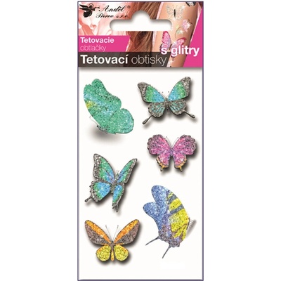 Anděl Tetovací obtisky motýli zelení s glitry 10,5 x 6 cm 16059