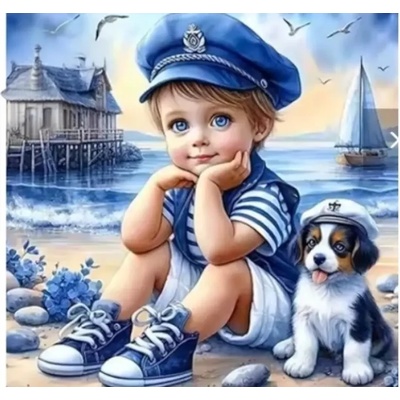 Norimpex - Puzzle Diamant painting: Little sailor 30x40cm - 1 - 39 piese