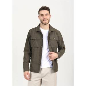Brave Soul Mens 4 Pocket Long Sleeve Shacket - Khaki
