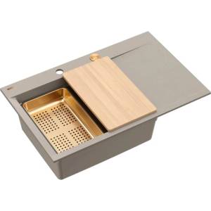Quadron Вградена работна станция Quadron Josh 111, бежово Soft Taupe - мед, 78x50 см (HCQJ7850U4_PVDC1_P2O) Мивка за вграждане