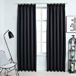 Pure Line Home Плътни завеси в цвят черен с перделък, 2 бр. , 140 x 175 см