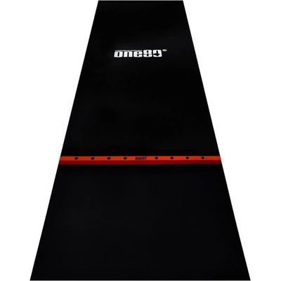 Pryžový koberec s červenou hranicí hodu ONE80 300×90cm, černý