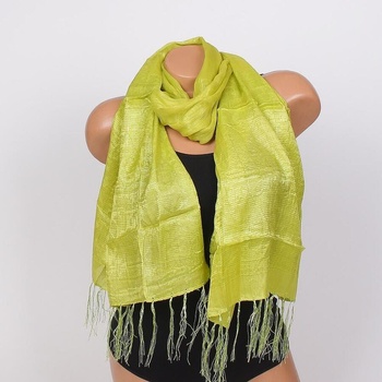 Image 1 of Свеж дамски шал в зелено с ламе и ресни