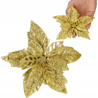 Springos Vianočná ozdoba na stromček zlatý kvet 12 cm S-CA1291