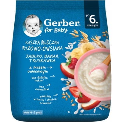 Gerber Mliečna ryžovo-ovsená kaša jablko banán jahoda 160 g