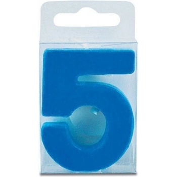 Stadter Svíčka ve tvaru číslice 5 mini modrá
