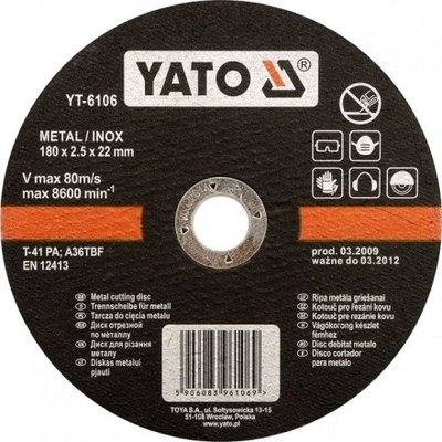 Yato Kotouč řezný na kov 125 x 22 x 2,5 mm YT-6104