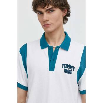 Tommy Jeans Памучна тениска с яка Tommy Jeans в бяло с десен DM0DM18919 (DM0DM18919)