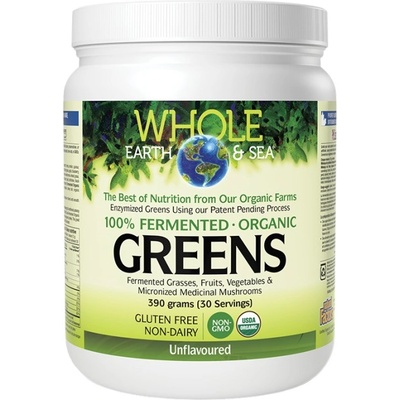 Natural Factors Whole Earth & Sea | 100% Fermented Organic Greens, Unflavored [390 грама] Неовкусен