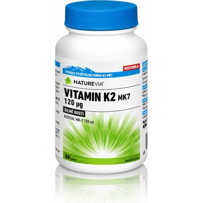 NatureVia Vitamin K2 MK7 120mcg 60 kapslí