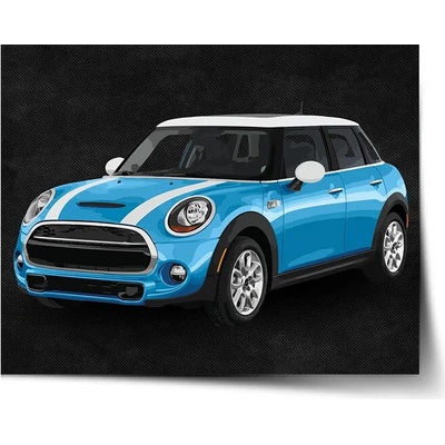 Sablio Plagát Mini sedan Čierne pozadie - 90x60 cm