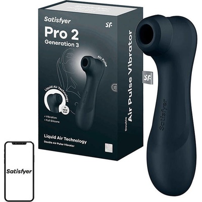 Masážní přístroj na klitoris s aplikací Satisfyer Pro 2 Generation 3 tmavě šedý