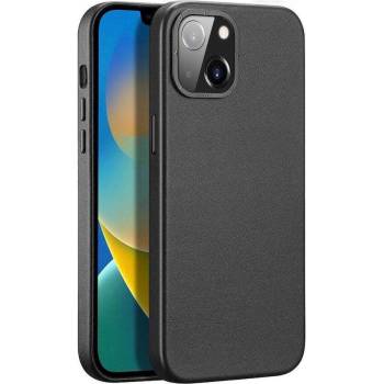 Dux Ducis Grit Faux Leather MagSafe Case - дизайнерски кожен кейс с MagSafe за iPhone 14 (черен)