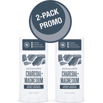 Schmidt’s Promo 2-Пъзек: Естествен Дезодорант Стик Въглен + Магнезий 92 гр