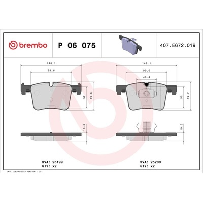 BREMBO Sada brzdových platničiek P06 075X