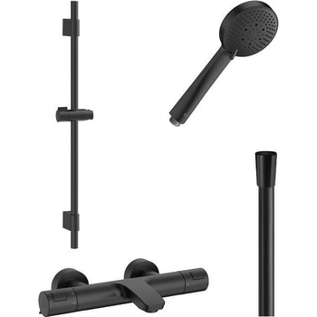 Roca Комплект стенен смесител Т-500 вана/душ +тръбно окачване черен мат a5a1e18nb0 + a5b8113nb0 + a5b0709nb0 + a5b2116nb0 (173405)