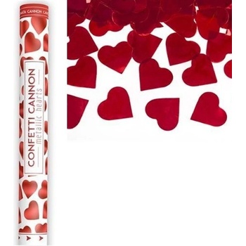 Vystreľovacie konfety červená srdce - 60 cm