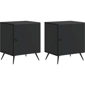 vidaXL Нощен шкаф 2 бр. Черно 43 x 34, 5 x 50 см Инженерна дървесина (895488)