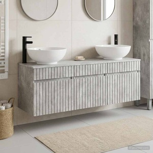 vidaXL Комплект шкафове за баня 3 бр. Бетонно сиво 49 x 44, 5 x 66, 5 см (3405760)
