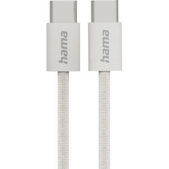 Hama Кабел за зареждане "Fabric", USB-C - USB-C, 1 m, Nylon, сив (HAMA-201728)