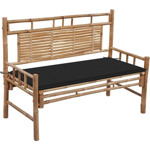 vidaXL Градинска пейка с възглавница, 120 см, бамбук (3063883)