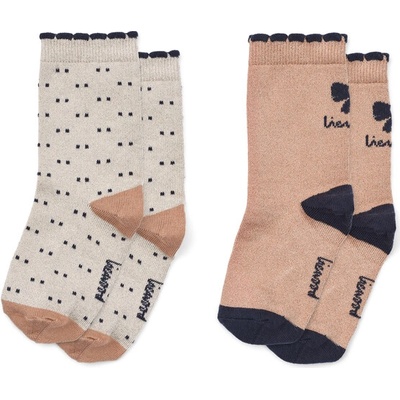 Liewood 2 pack třpytivých ponožek Bow Tuscany rose/Double dots Azenore