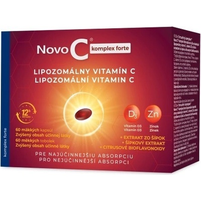 Novo C Komplex forte lipozomálny Vitamín C s Vitamínom D3 zinkom extraktom zo šípok a citrusovými 60 kapsúl