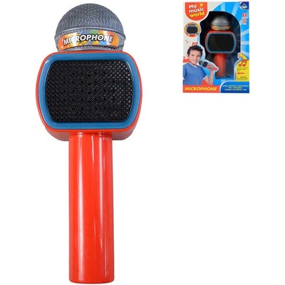 Detský karaoke mikrofón s LED svetlom na batérie červený