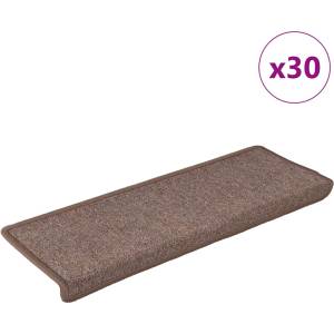 vidaXL Изтривалки за стълби, 30 бр. , 65x21x4 см, кафяви, с правоъгълен кант (3365776)