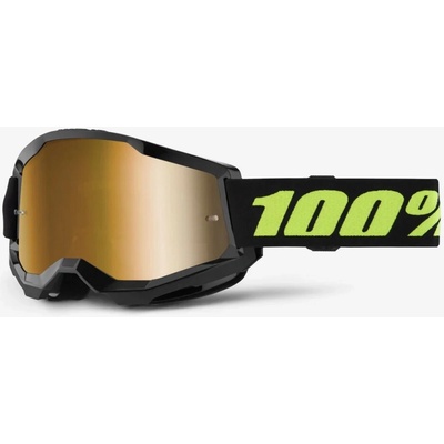 100 PROCENT brýle STRATA 2 SOLAR ECLIPSE - MIRROR TRUE GOLD LENS - barva černá/žlutá fluo plexi zlaté zrcadlo – Hledejceny.cz